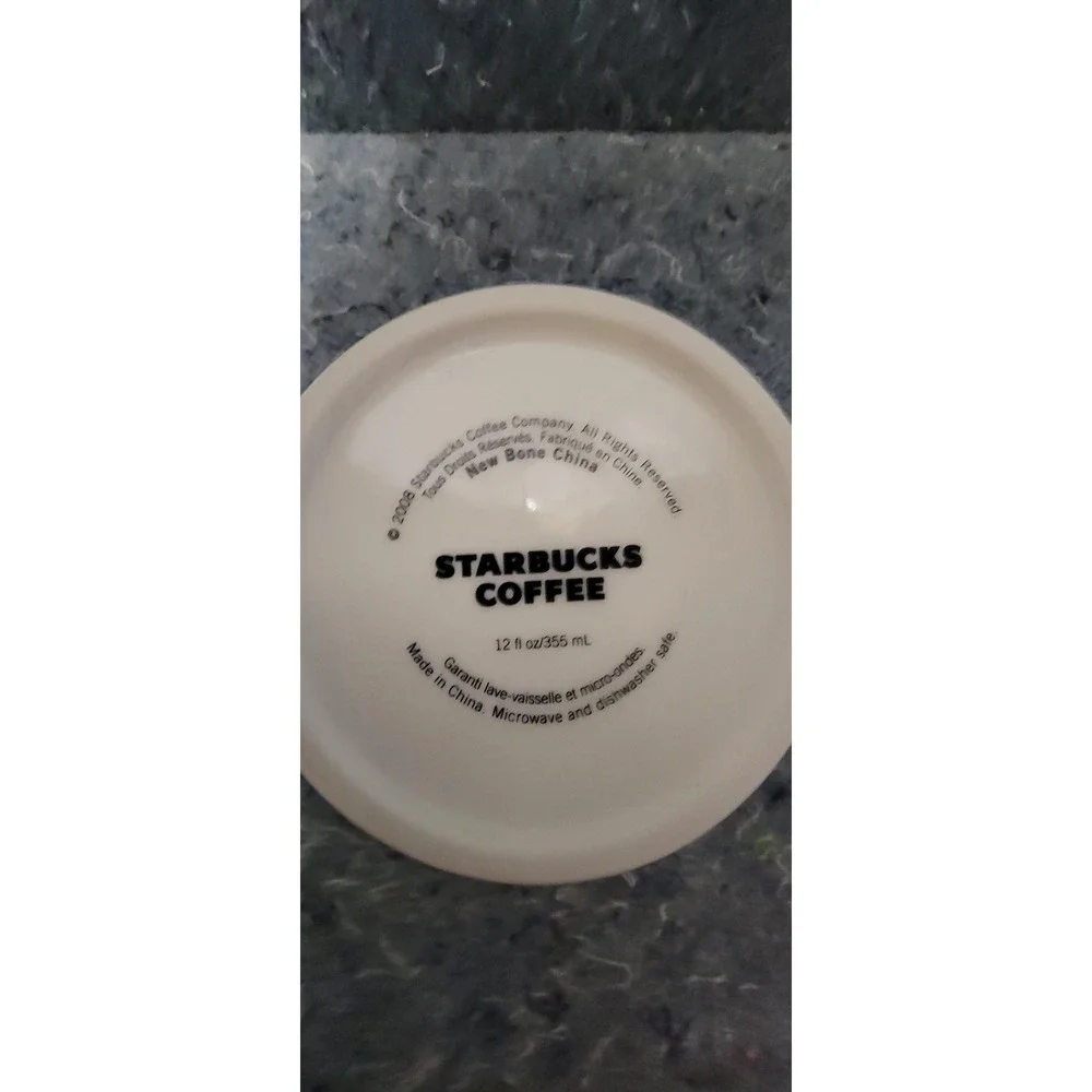 Vintage 2008 Starbucks‎ Coffee/Tea w/single Logo White/Green 12oz